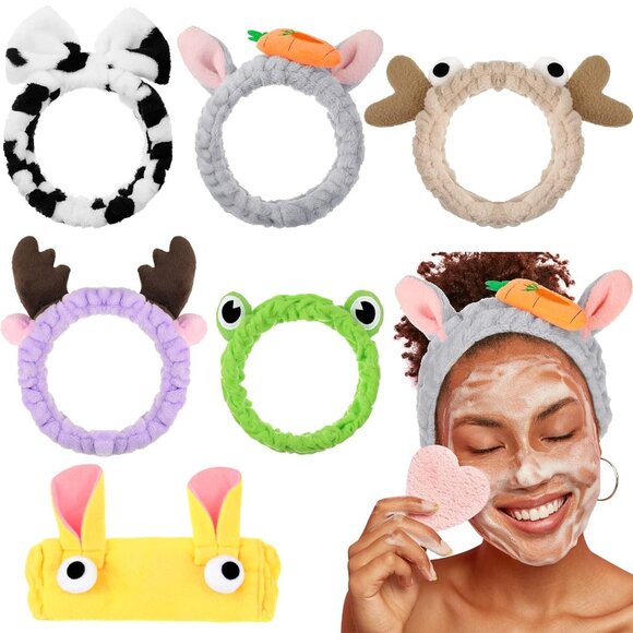Animal Headbands Bulk 6 Styles Microfiber Soft Hair Wrap for Makeup and Spa - Picture 1 of 6